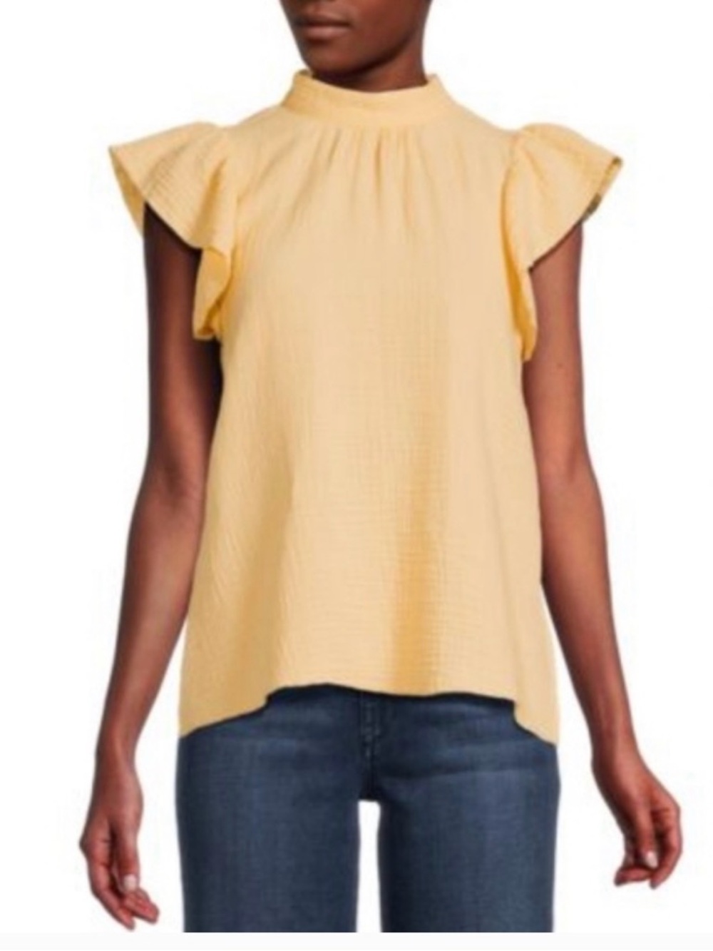 Joe's Jeans flutter sleeve textured cotton apricot baby doll Blouse XS